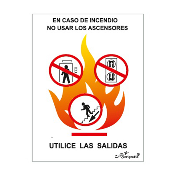 Cartel Tinta Acrílica “En Caso De Incendio No Usar Ascensor”