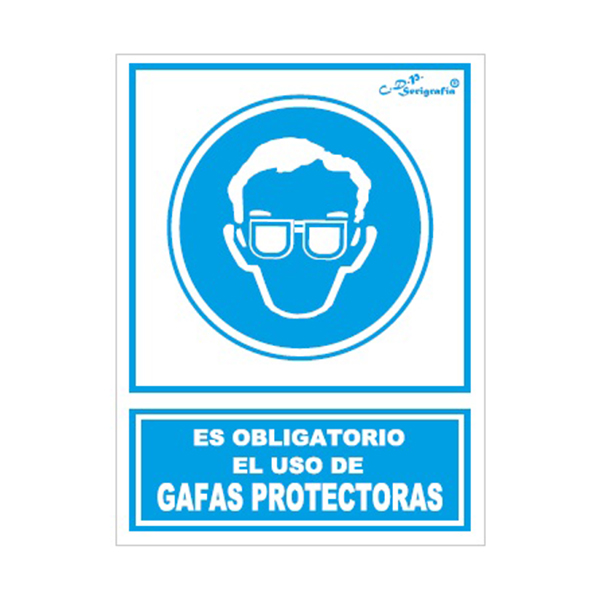 Cartel Tinta Acrílica “Es Obligatorio El Uso De Gafas Protectoras”